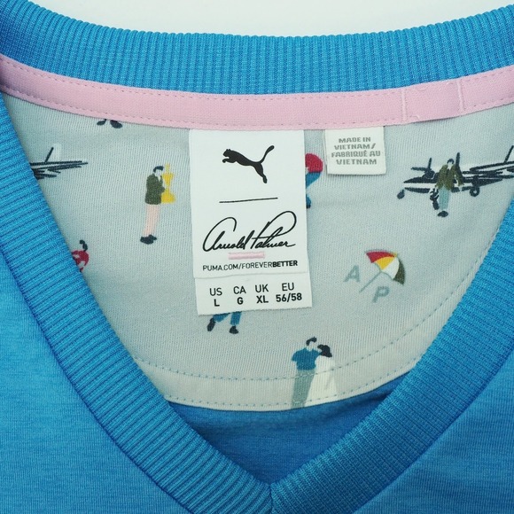 New Puma x Arnold Palmer Cloudspun Golf Sweater Mens Large Blue V-Neck Pullover - Picture 5 of 5